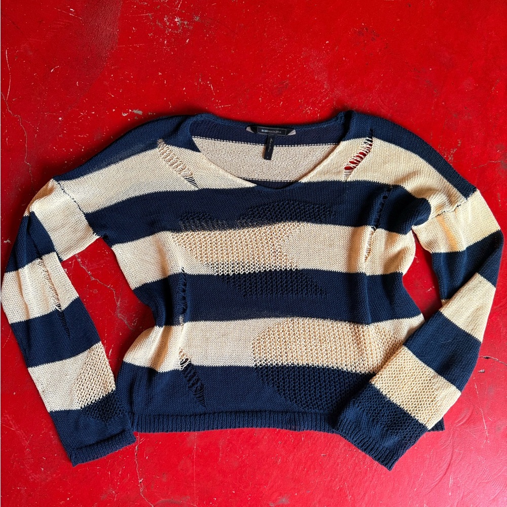 Distressed Stripped long sleeve sweater